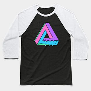 Cyberpunk Retro Wave Electro Synth Pop Escher Triangle Baseball T-Shirt